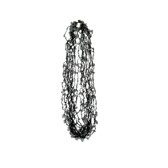 Black and Clear Crystal Crotched Stretch Necklace.  Beautiful, Versatile - Picture 2 of 5